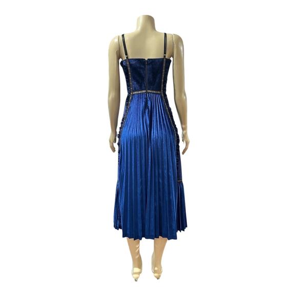 Self-Portrait Womens Dress Size 4 Velour Whimsical Fairy Renaissance Blue Midi - Picture 7 of 14